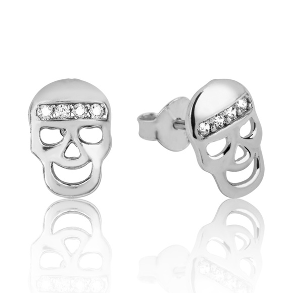 Grand Bazaar Jewelers Jewelry - Sterling Silver Skull with Cubic Zirconia Stones